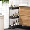 SPACEKEEPER Slim Rolling Storage Cart, Laundry Room Organization, 3 Tier Mobile Utility Shelving Unit Bathroom Organizer Storage for Kitchen, Narrow Places(Black)